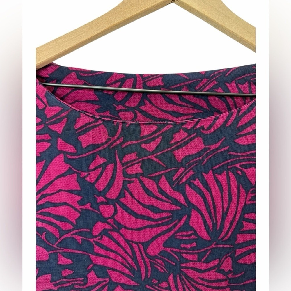 Tory Burch XL Etta Dress – Gold Logo Button Shoulder Pink Navy - Picture 8 of 9